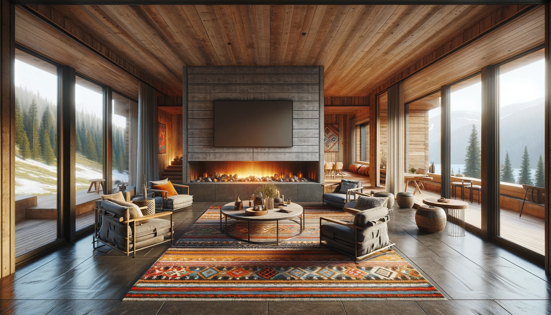 Modern luxury interior design with open concept living space