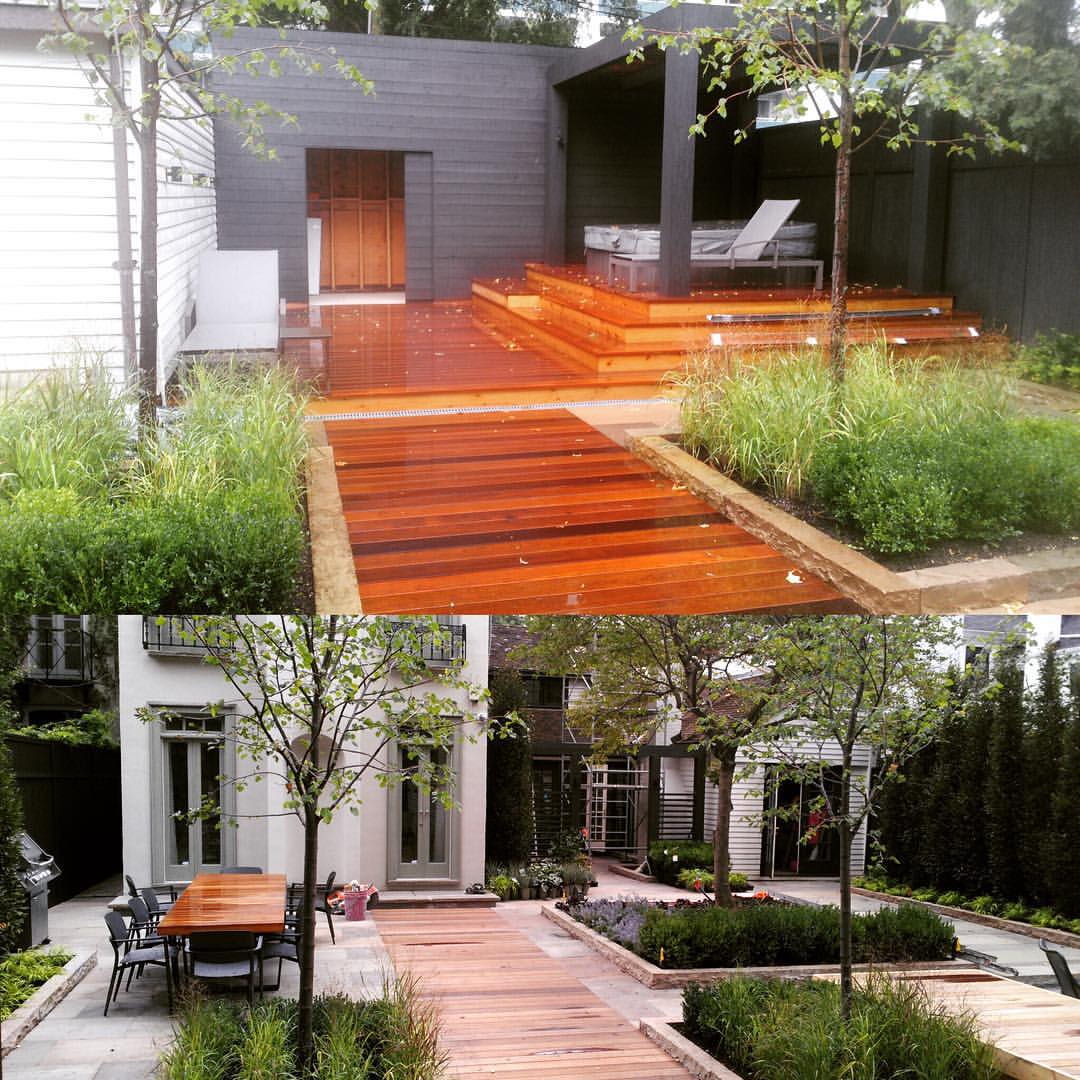 Modern outdoor deck and landscaping