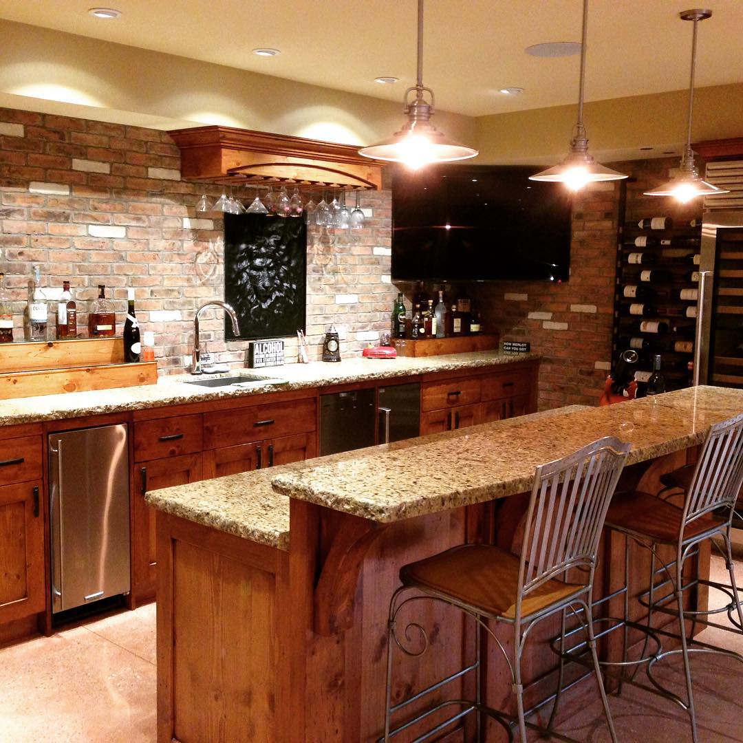 Basement bar with wine storage